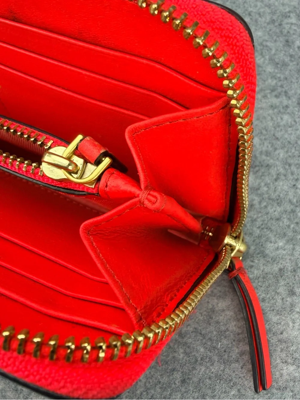 Tory Burch Red Quilted Leather Wallet with Gold Logo